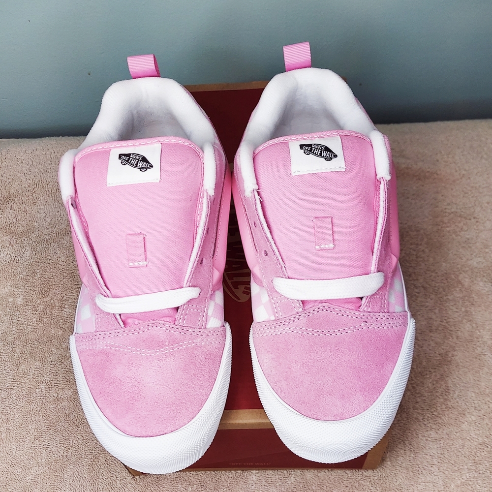 Vans Pink Knu Skool Prism Pink Checkered Womens Sneakers Size 6.5 Juniors Travel - Picture 9 of 16